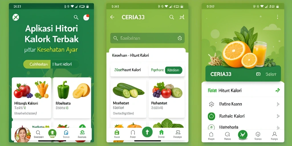 Tampilan antarmuka CERIA33 dengan fitur Hitung Kalori yang intuitif.